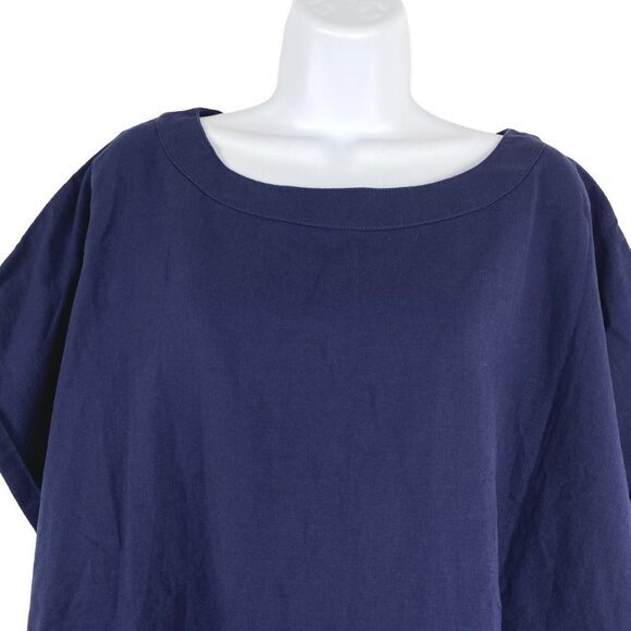 Fat Face Sadie Linen Blend‎ Popover Top Women's Size 14 Navy Blue NWT TP-2207 - Picture 4 of 13